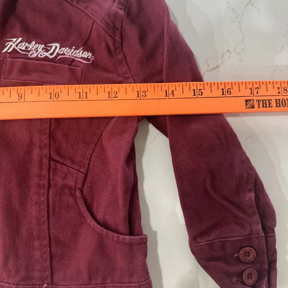 Harley Davidson Kids Girls Maroon Red Full Zip Jacket 3T